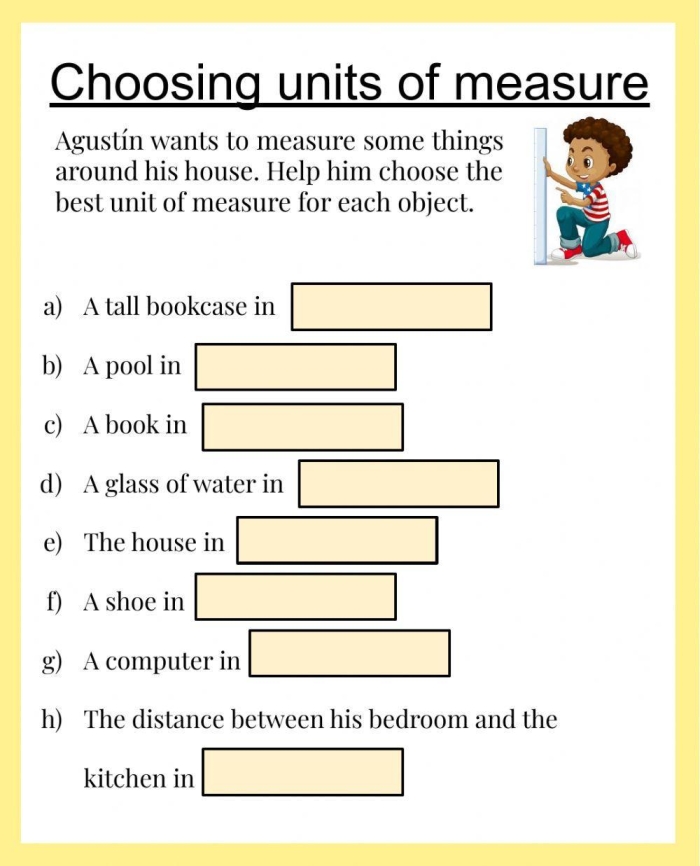 Second grade student measuring a house illustration with a printable ruler worksheet 12