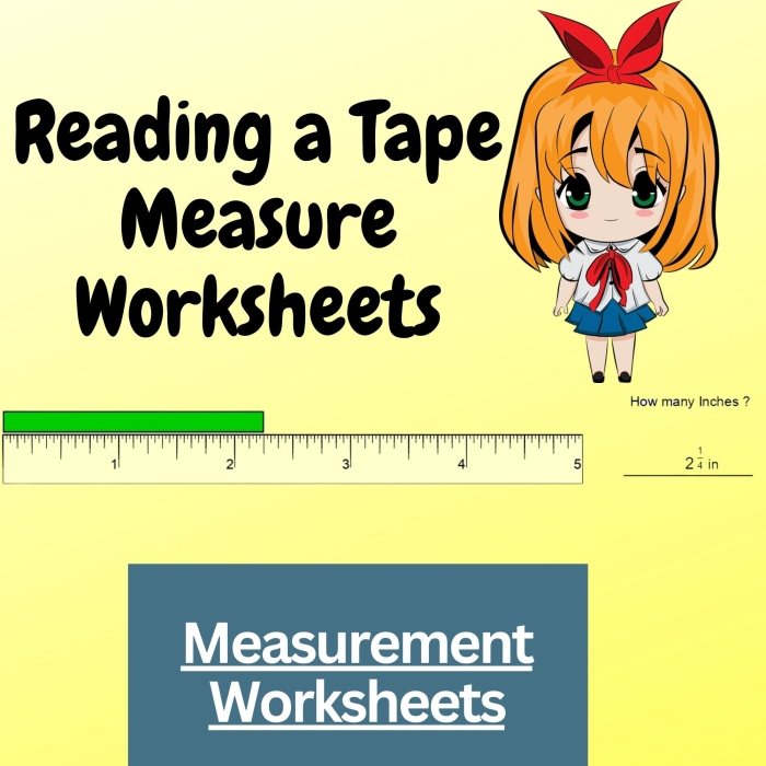 Colorful worksheet featuring cartoon people with rulers for measurement activities