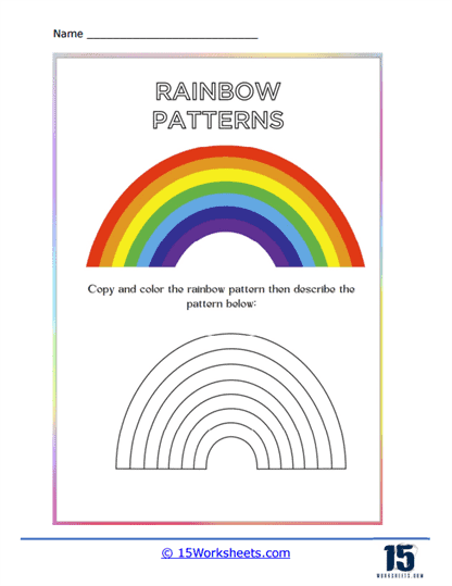 Worksheet demonstrating how to create and observe a rainbow with light and water for second graders
