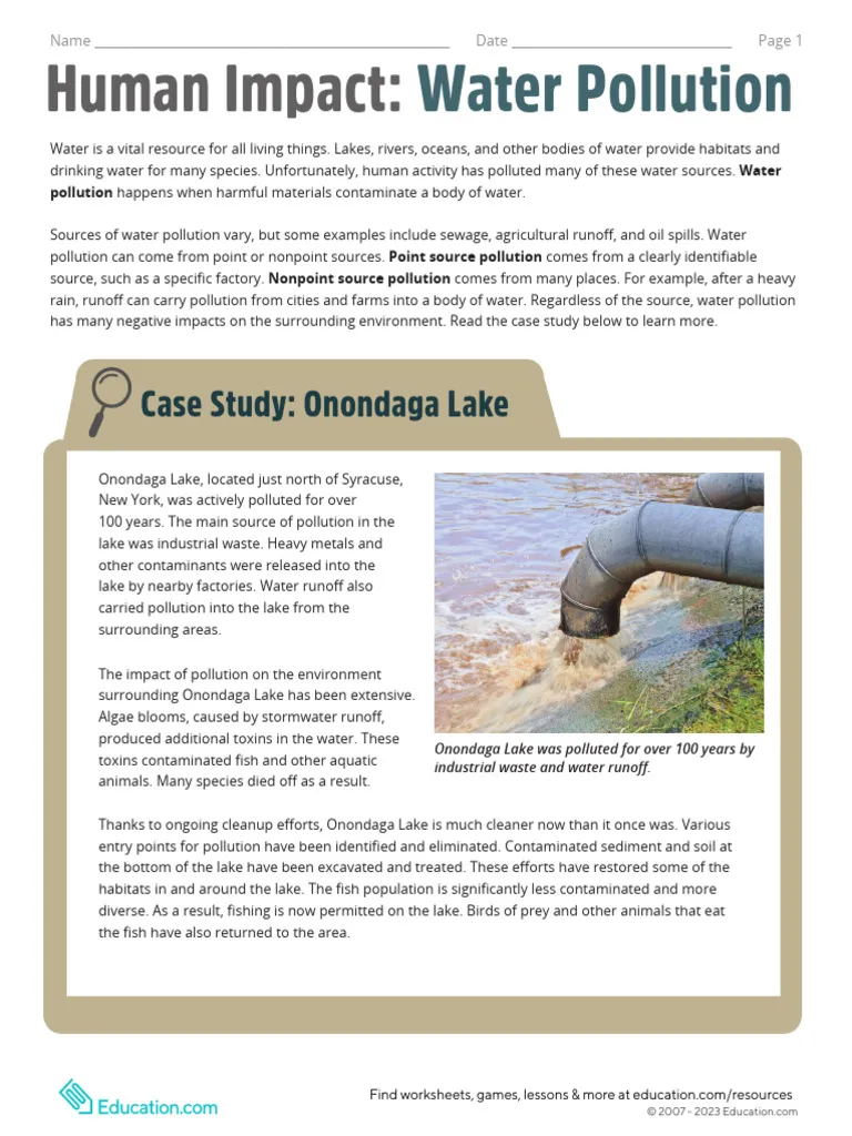 Students analyzing water pollution effects on ecosystems in a classroom setting