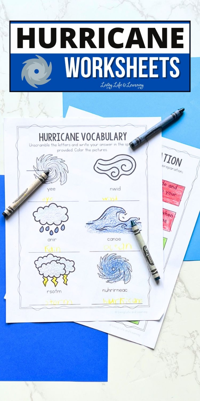 Hurricane Science worksheet for fifth-grade students exploring Earth science concepts