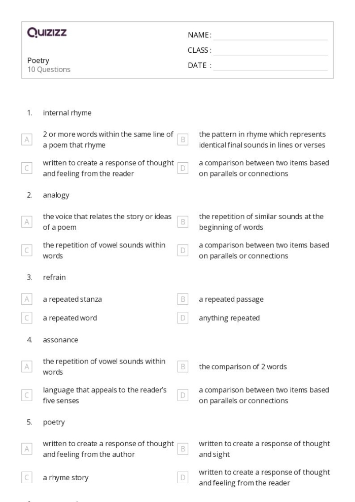 Fifth grade students practicing figurative language with a hyperbole in poetry worksheet
