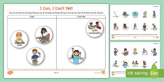 Colorful "I Can!" worksheet for kindergarten students focusing on sight words