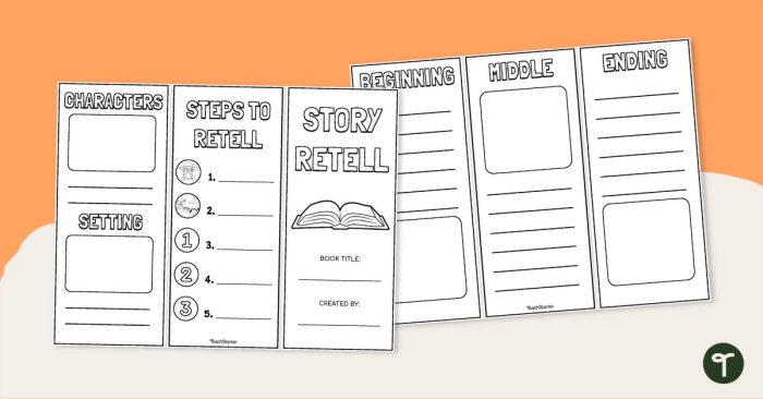 Worksheet for practicing story retelling with images and words for Pre-K students