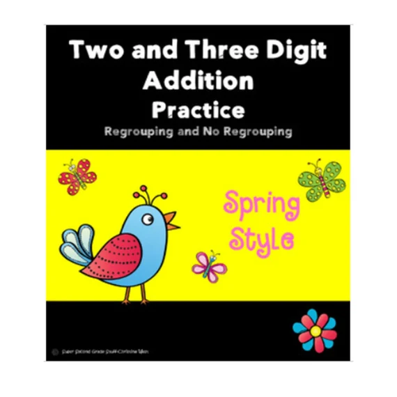 Second grade students practice double-digit addition with regrouping on this math worksheet page six