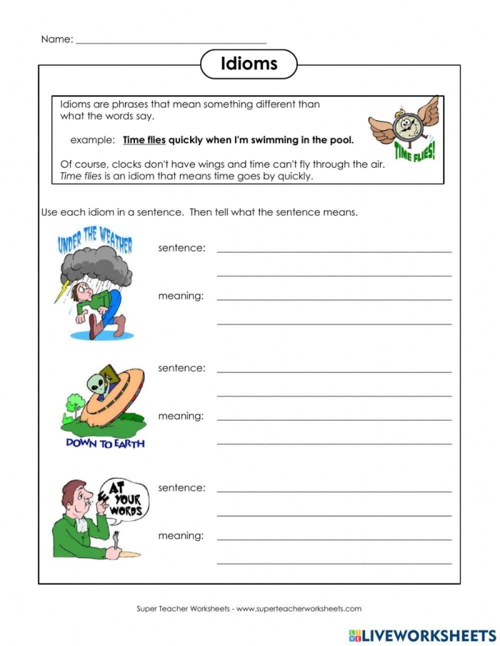 Image 19 of identical idioms pairing exercise for elementary learners Fifth grade students matching identical idioms worksheet activity for reading comprehension