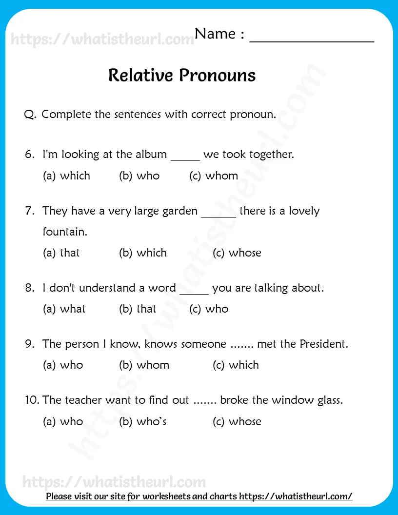 Relative pronouns practice worksheet for grade 4 students Worksheet for identifying relative pronouns in sentences for fourth graders