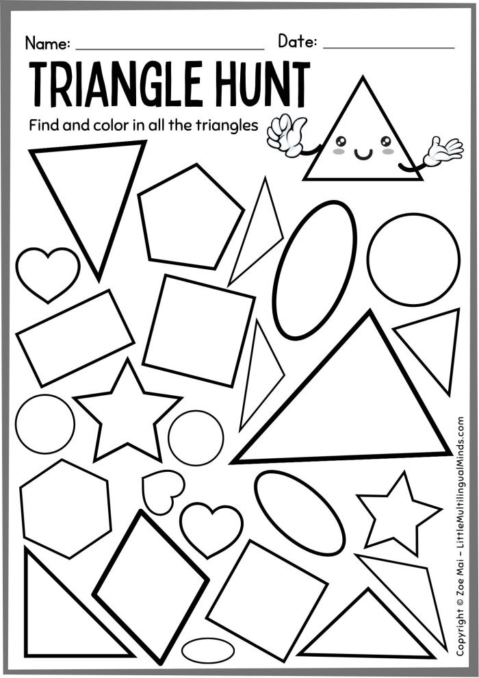Identify Shapes worksheet for First Grade