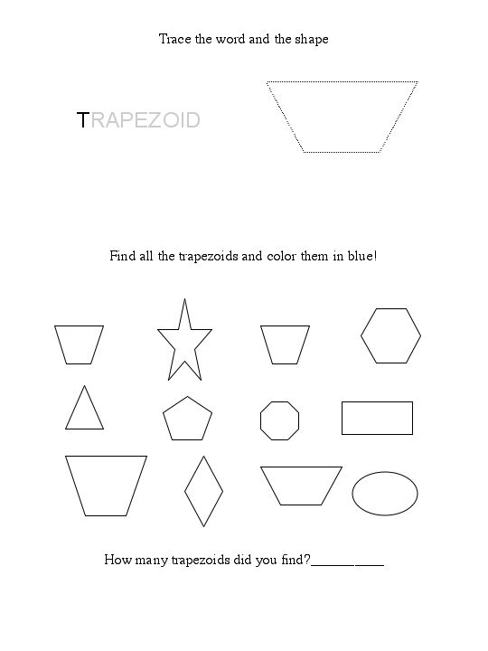 Identify Trapezoids worksheet for geometry learning in grade 2 Worksheet for identifying trapezoids among various shapes for second graders