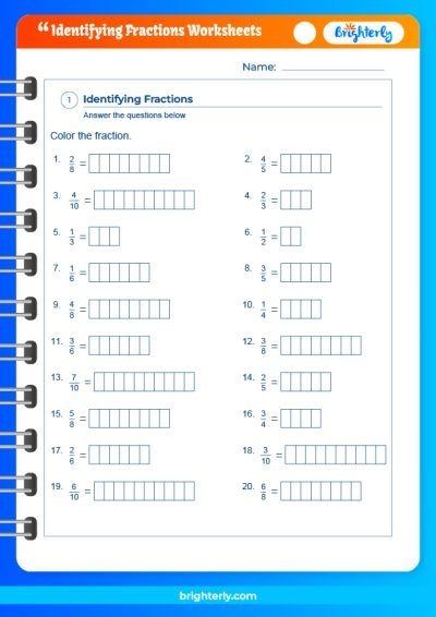 Printable Identifying the Fraction 1/2 worksheet for early learners Worksheet illustrating the fraction one-half for first graders' math practice