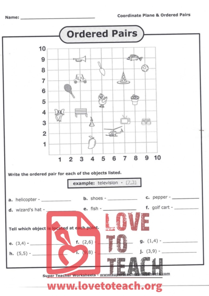 Identify Functions From Ordered Pairs Algebra Practice Worksheet 11 Eighth grade algebra worksheet for students to identify functions from a set of ordered pairs