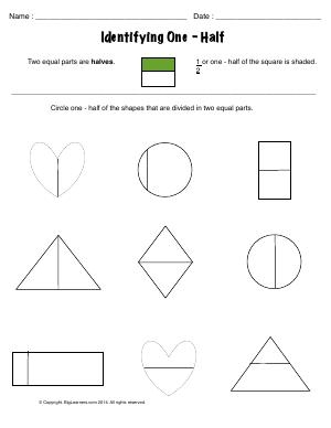Second grade worksheet for identifying fractions with halves thirds and fourths as image 23