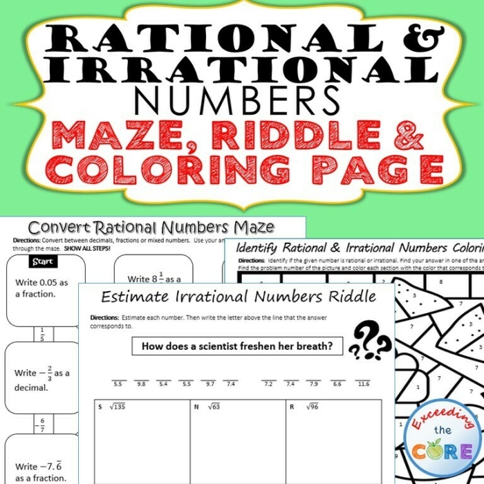Engaging maze activity for mastering rational and irrational number concepts A maze worksheet designed for eighth graders to identify rational and irrational numbers