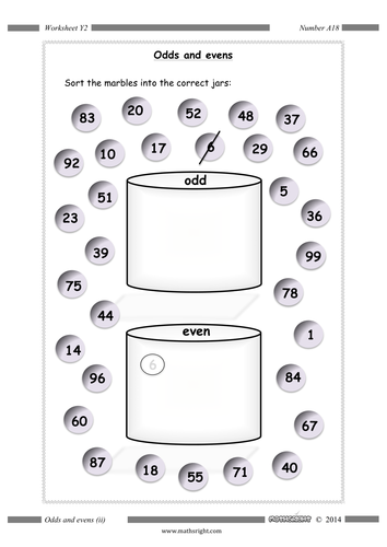 Odds and Evens Worksheet Number 23 for Counting Practice Student filling in circles to identify odd and even numbers on a math worksheet
