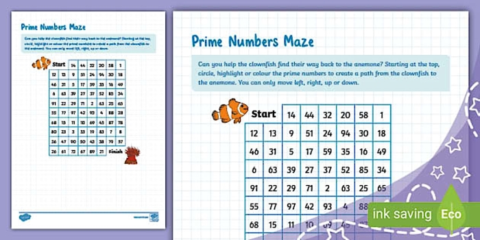 Engaging prime numbers maze activity for fourth graders to enhance their math skills Worksheet featuring a maze for identifying prime numbers aimed at fourth-grade students