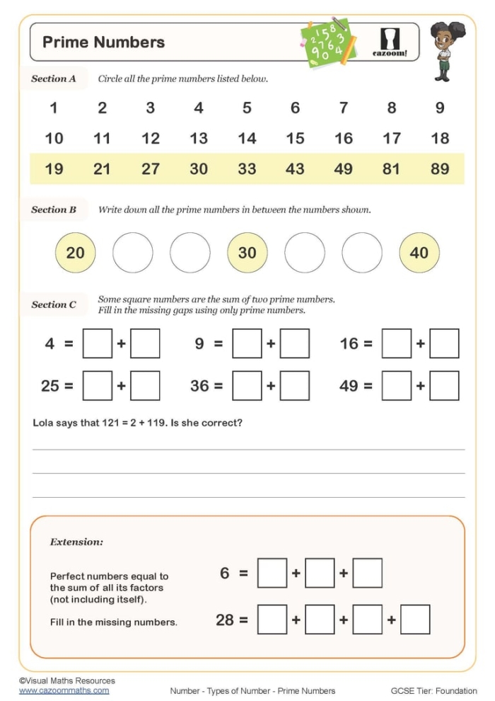 Engaging maze activity for practicing prime number identification Worksheet for identifying prime numbers in a maze format for fourth graders