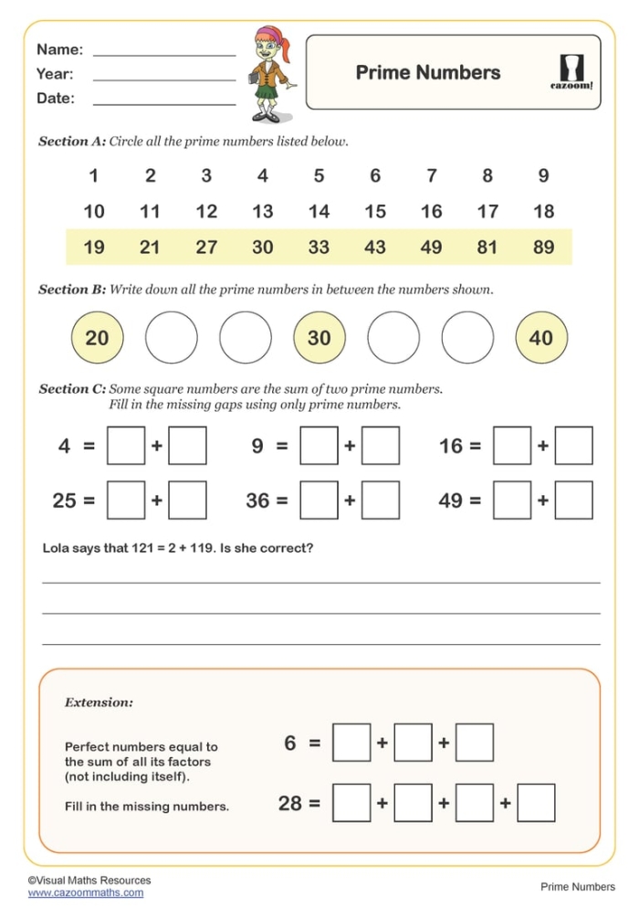 Engaging prime numbers maze worksheet for students in Grade 4 Worksheet for identifying prime numbers through a maze activity for fourth graders