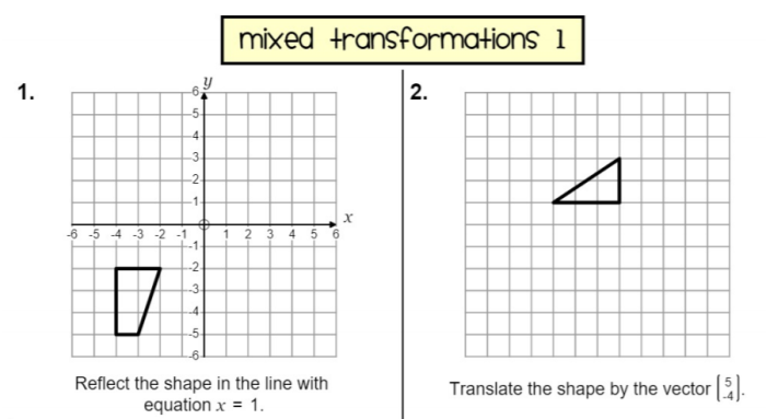 Two geometric figures with arrows showing rotation and scaling transformations used to map one figure onto another similar figure