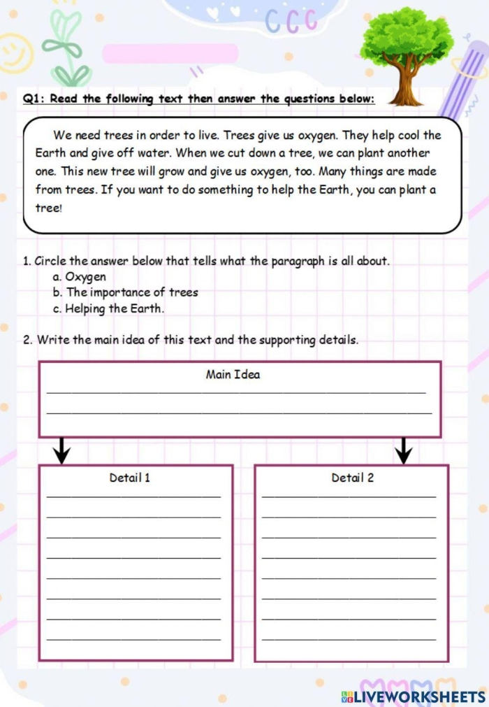A third grade worksheet featuring weather facts for students to practice identifying supporting details