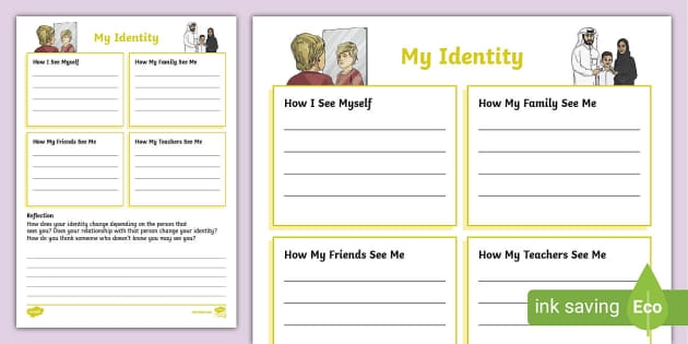 Mirror and Window Identity Activity Reflection Prompt for Sixth Grade Writers Sixth grade student worksheet showing reflection prompts with mirror and window illustrations for exploring personal identity through writing and drawing activities