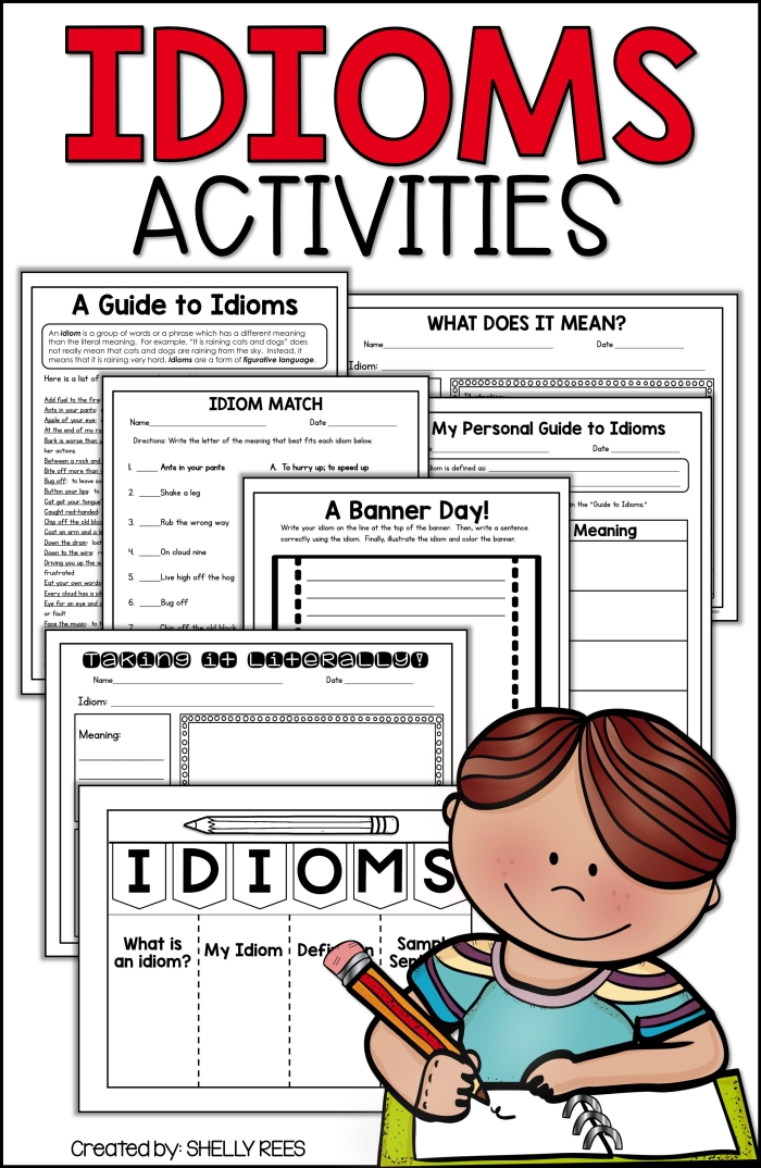 Engaging "Picture This!" idioms worksheet for numbers and counting Colorful worksheet featuring idioms and their meanings for third graders