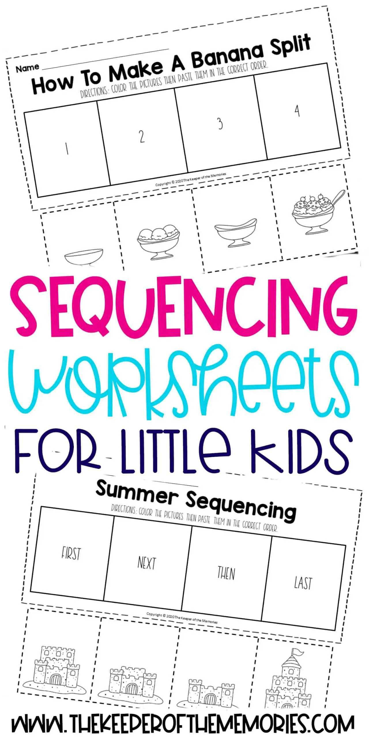 Kids practicing sequencing skills on the Image Sequencing Assessment worksheet
