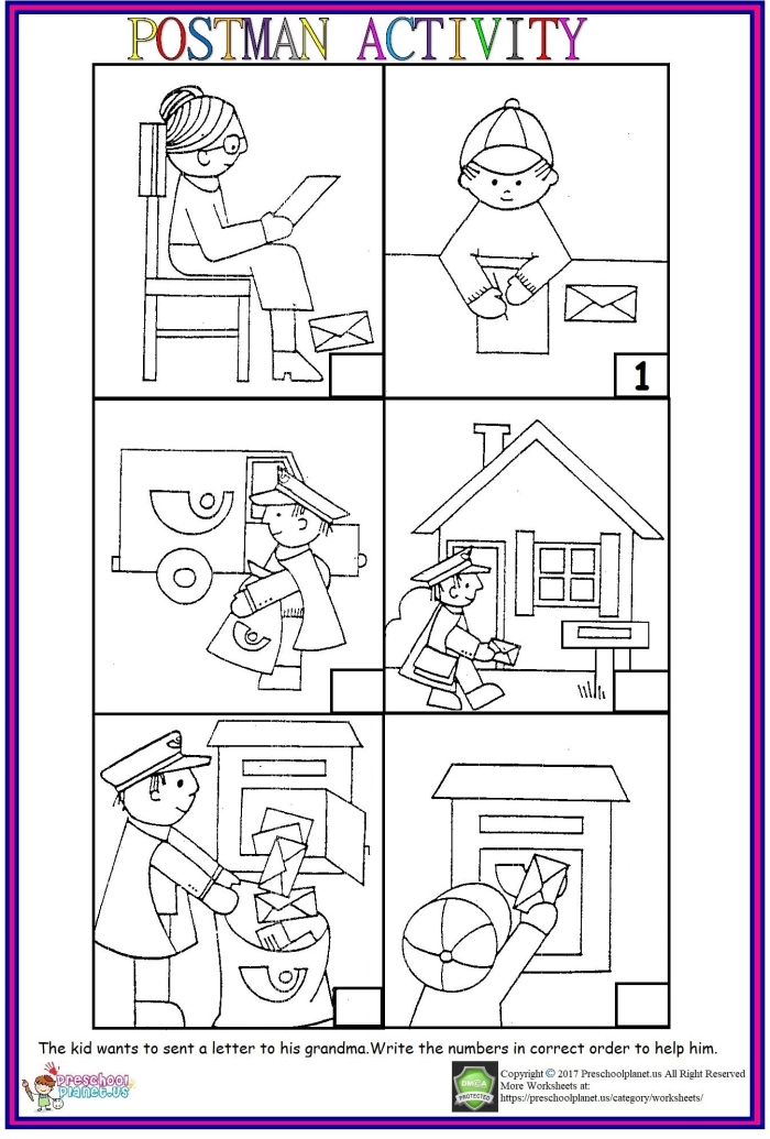 Assessment worksheet for mixed operations in Pre-K, focusing on sequencing events Children engaged in the Image Sequencing Check-In worksheet, showcasing their understanding of event order