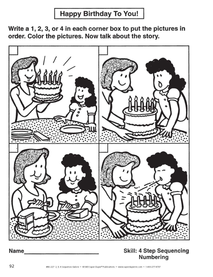 Assessment worksheet illustrating sequencing activities for mixed operations in early education Image Sequencing Check-In worksheet for Pre-K students showcasing event sequencing skills