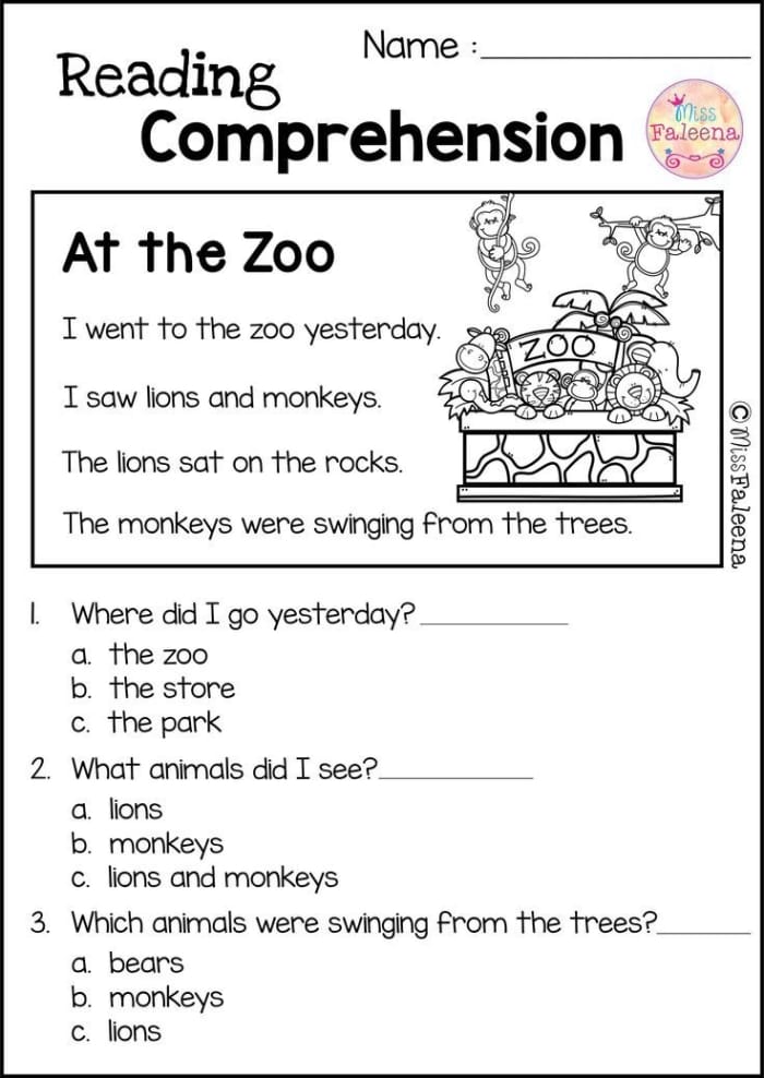 Reading comprehension practice test worksheet for second graders to enhance their skills