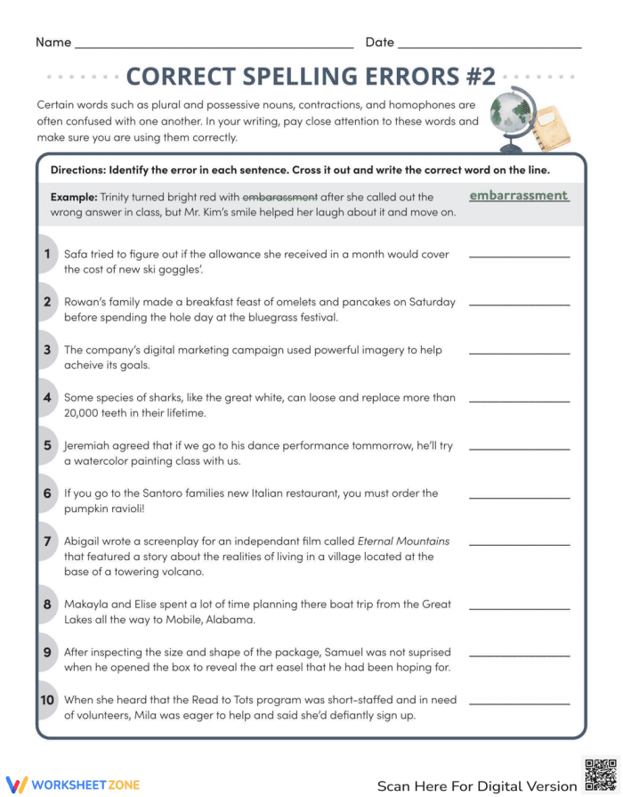 Correcting spelling mistakes in seasonal sentences worksheet for sixth graders