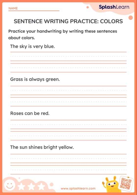 First grade student practicing animal sentence writing on a worksheet