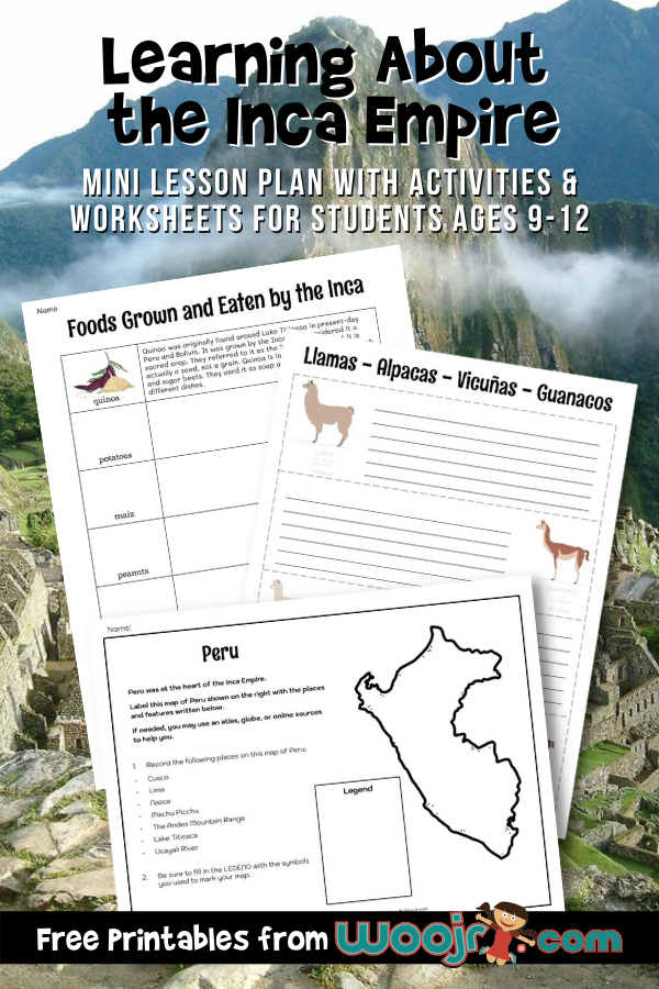 ALT text for a worksheet on the Inca Empire's extensive road systems