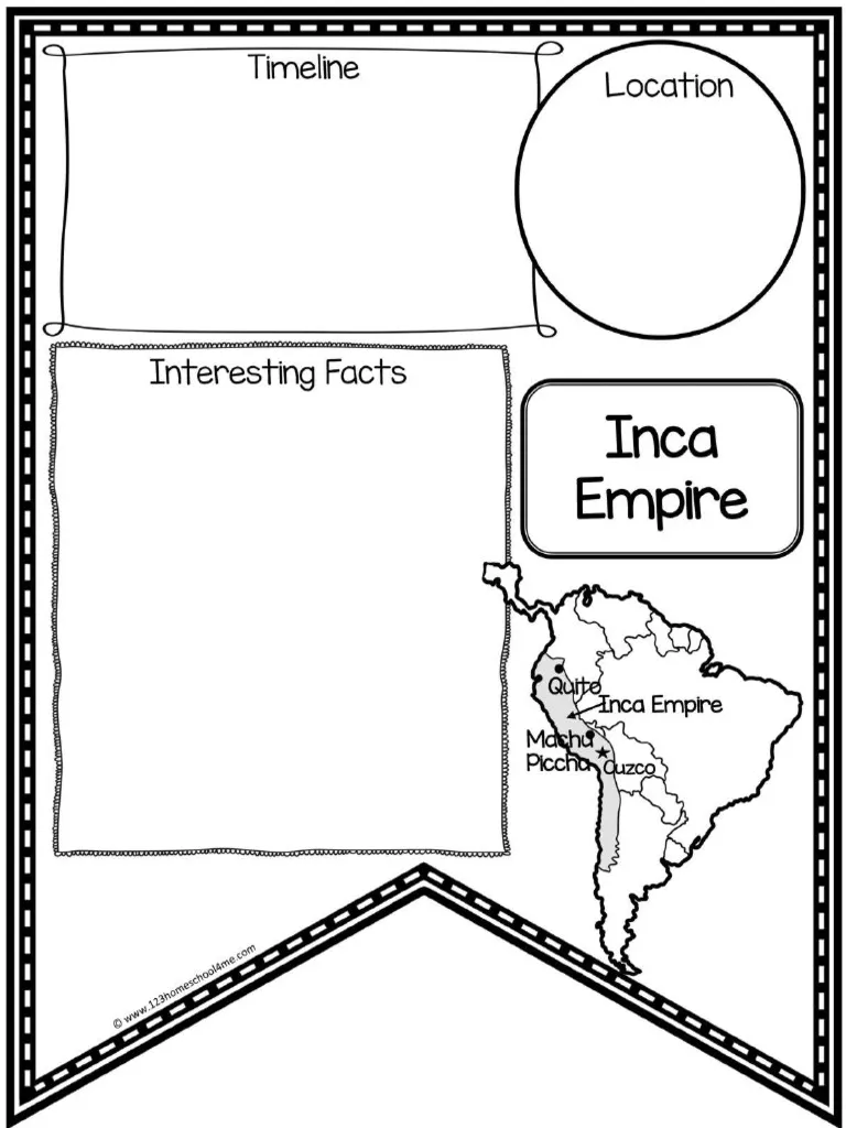 Worksheet featuring the Inca Empire's impressive road system for sixth graders