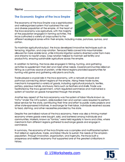 ALT text for a sixth-grade worksheet on the Inca Empire's roads