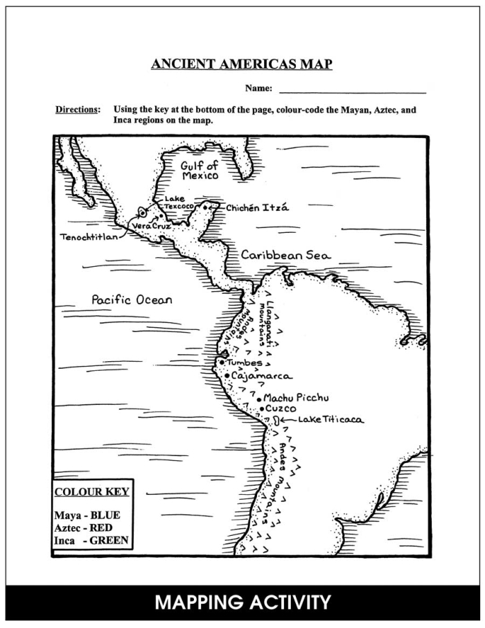 ALT text for a sixth-grade worksheet about the Inca Empire's impressive road system