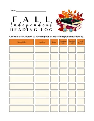 Young student filling out an independent reading log worksheet to track their daily progress