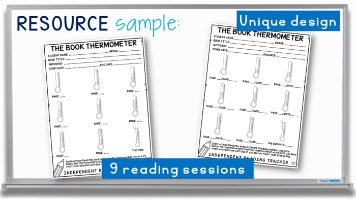 Independent Reading Log worksheet for students to track and reflect on their reading progress