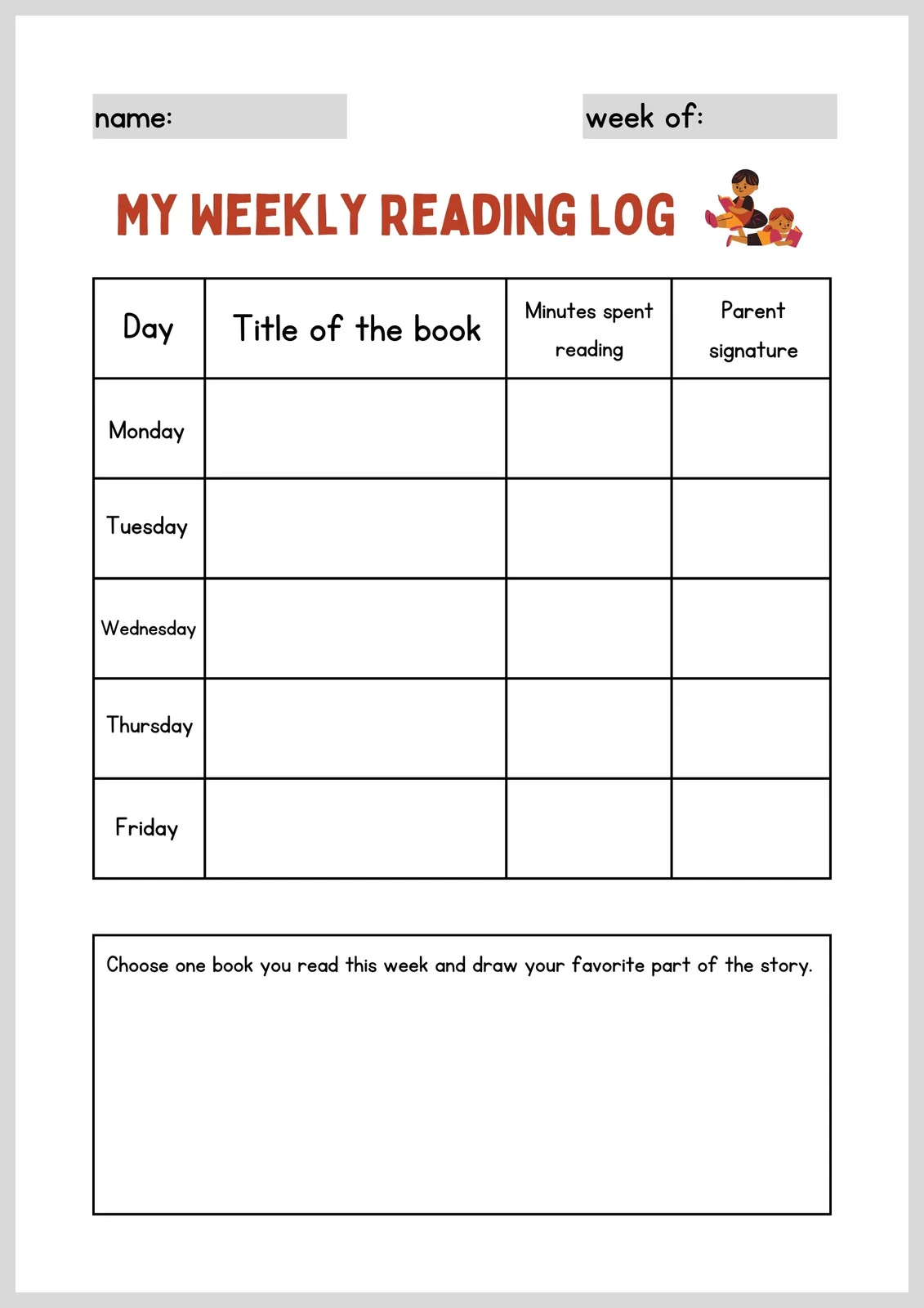 Independent Reading Log worksheet designed for young readers to summarize and reflect on their reading progress. Engaging tool for tracking reading achievements in handwriting practice.