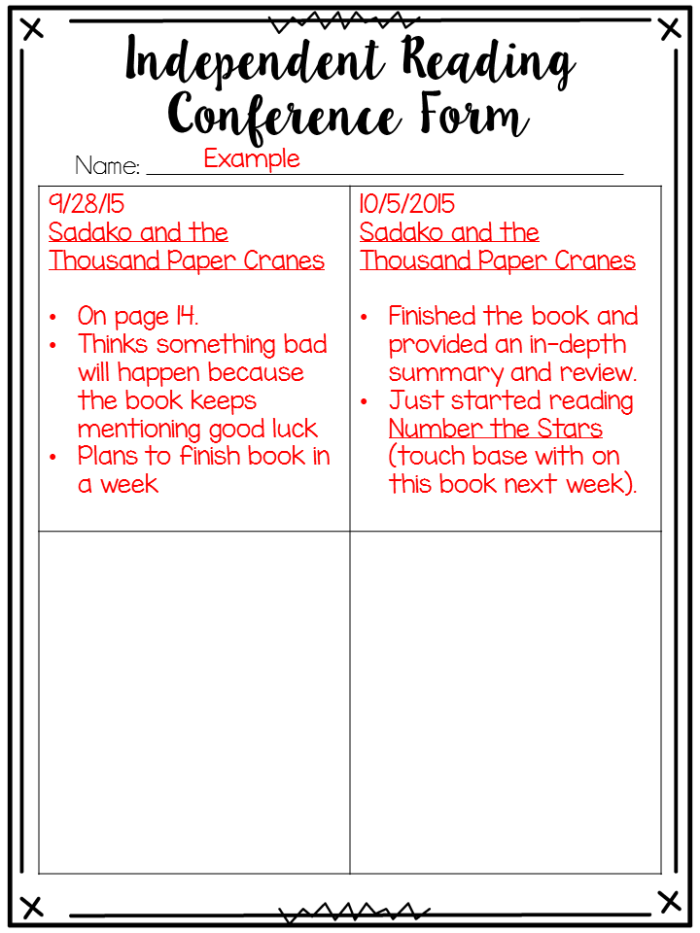 Independent Reading Log worksheet for young readers to summarize and reflect on their reading progress