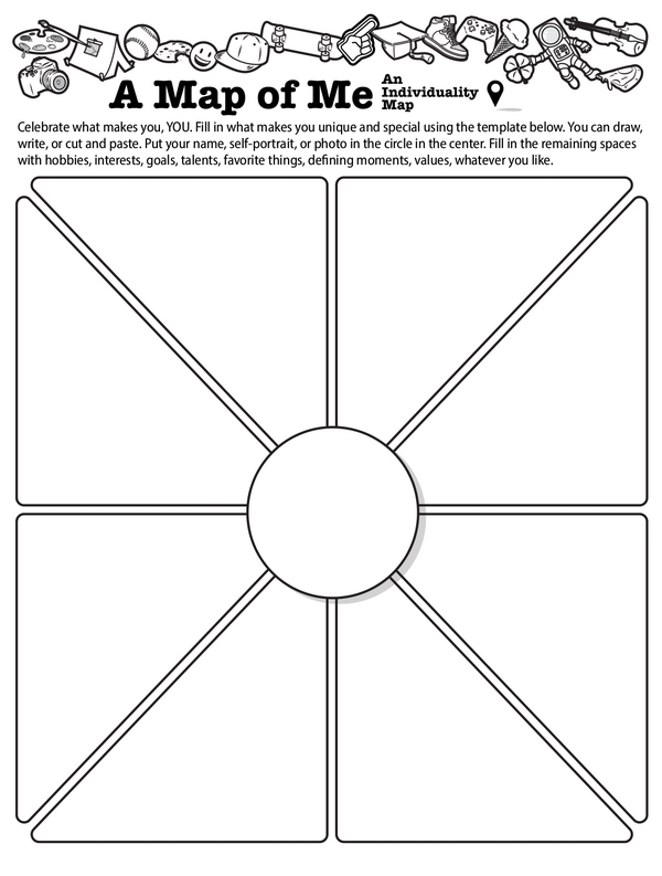 Division worksheet for Sixth Grade A colorful Individuality Map worksheet designed for sixth graders to explore their uniqueness. Visual representation of a creative self-exploration activity for students.