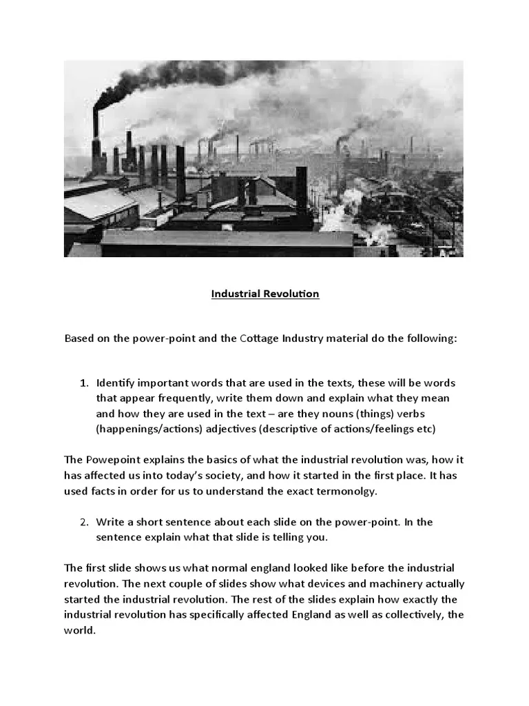 Fourth grade students learning about the Industrial Revolution with an educational reading worksheet