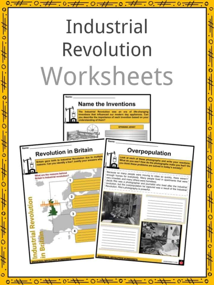 Fourth grade reading worksheet explaining how the Industrial Revolution advanced society