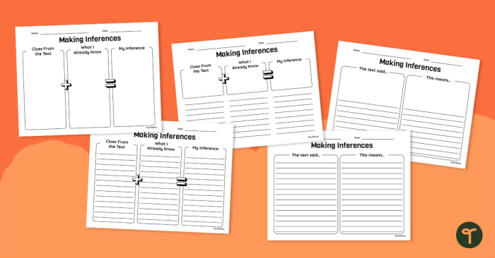 Visual aid for teaching critical thinking skills through a making inferences graphic organizer Graphic organizer worksheet for making inferences to enhance reading comprehension in third graders