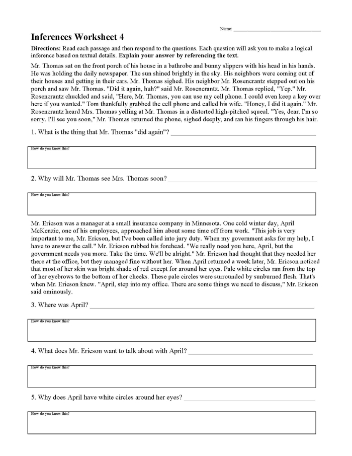 Inferences & Evidence worksheet for fourth grade grammar and mechanics activities Graphic organizer for making inferences while reading fiction or nonfiction texts for fourth graders
