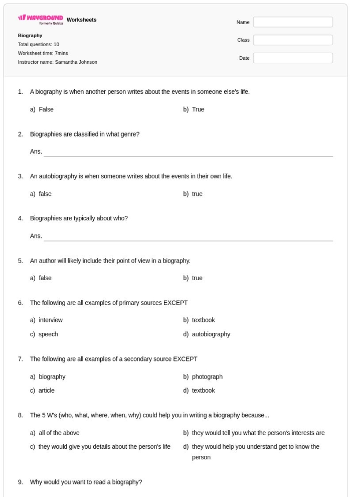Informational reading comprehension worksheet featuring the biography of Althea Gibson for sixth graders