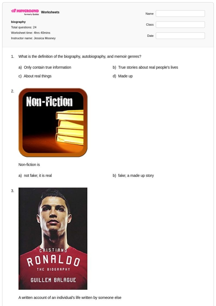 Informational reading comprehension worksheet featuring the biography of Althea Gibson for sixth graders