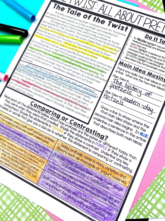 Worksheet image illustrating the life and achievements of George Washington Carver Informational reading comprehension worksheet featuring a biography of George Washington Carver for sixth graders
