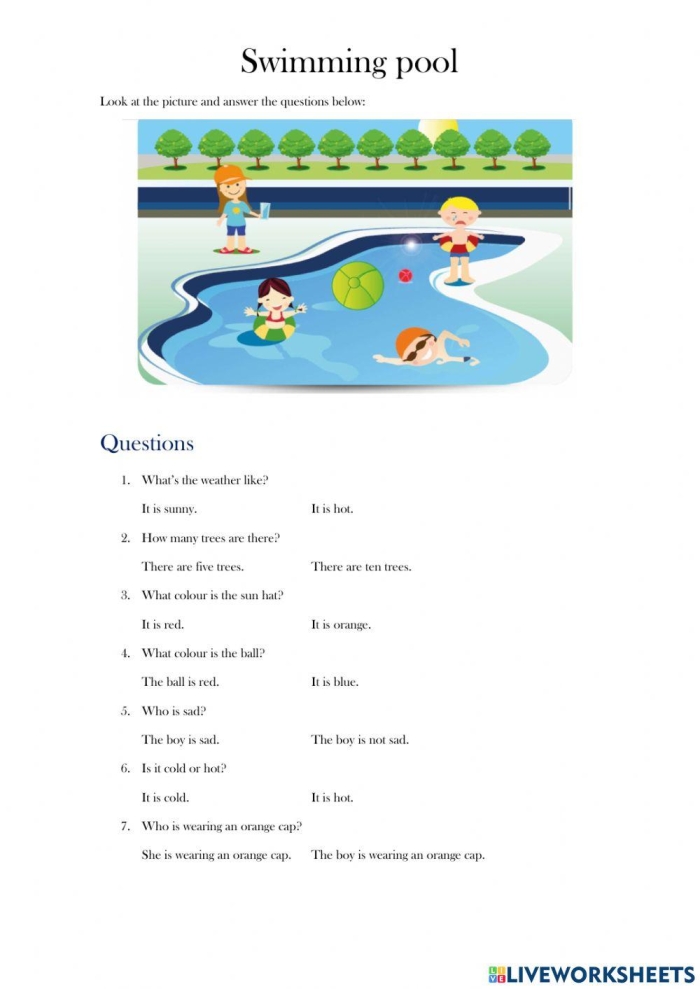 Informational reading comprehension worksheet covering the challenging physical demands of artistic swimming for seventh grade students
