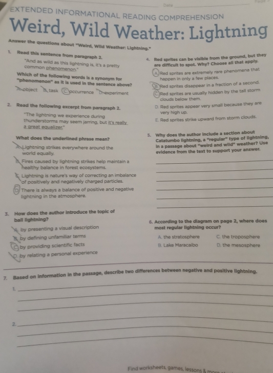 Sustaining the World With Seaweed: A reading comprehension activity for grade 7 Informational reading comprehension worksheet focused on seaweed for seventh-grade students