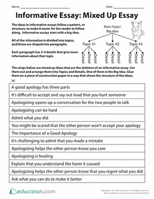 Engaging Mixed Up Essay activity for students to develop writing skills Worksheet for organizing an informative essay for fourth graders